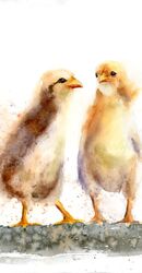 Gossip birds - Original Watercolor Painting (Size: 11 x 14 in) Gossip birds - Original Watercolor Painting 684