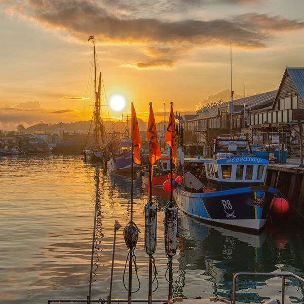 Red Flags, Sunrise Whitstable Harbour.