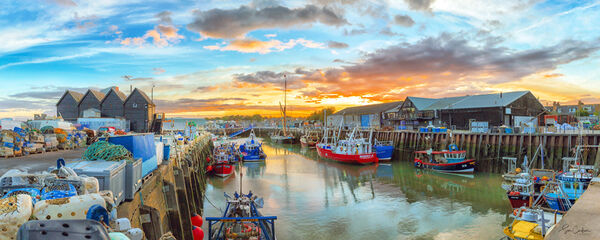 Sunrise Whitstable Harbour. 120 x 40 cm