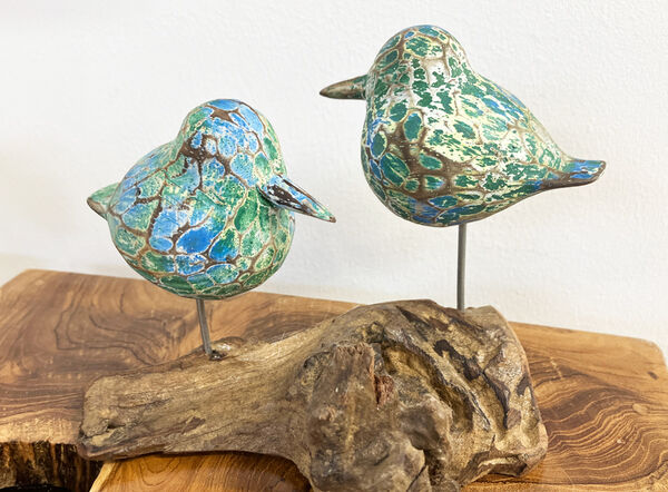 2 Birds on driftwood