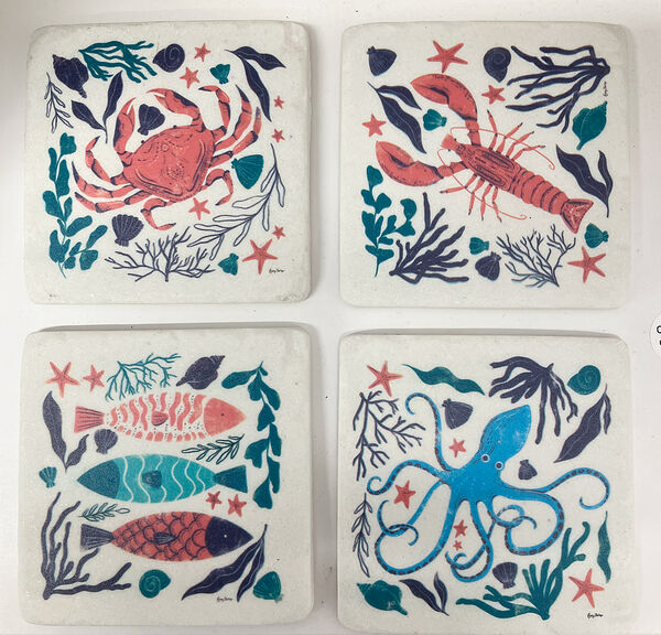 4 x Sea Creature coasters