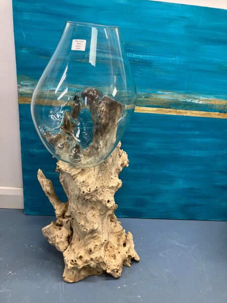 XXL floor standing Natural Root and Recycled 'Fish' Vase.