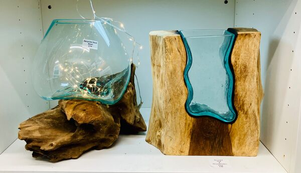 Wavy Teak Vase & Root Bowl