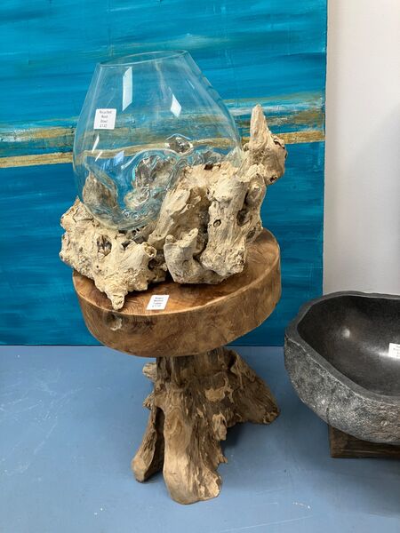 Large Root Bowl with Recycled Glass Bowl