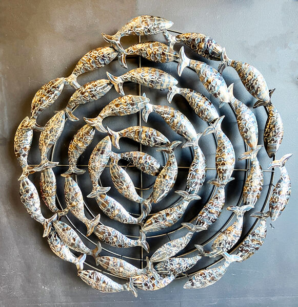 Round metal fish wall plaque- 100cm