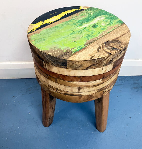 Boat Stool - Green, Yellow & Black