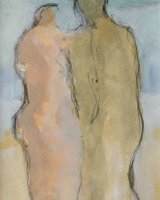 Sea couple II, mixed media, framed, 29 x 24cm