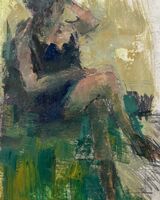 Woman seated II Mixed Media 9 x 7cms