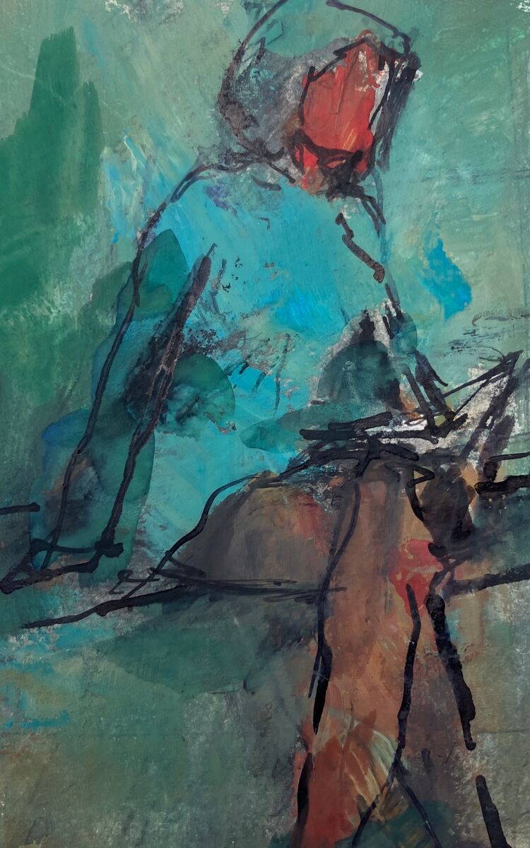 Woman reading Mixed Media 9 x 7cms