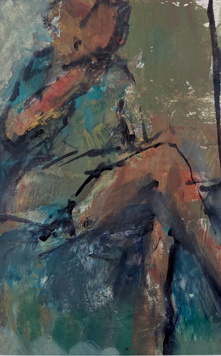 Woman seated I Mixed Media 9 x 7cms