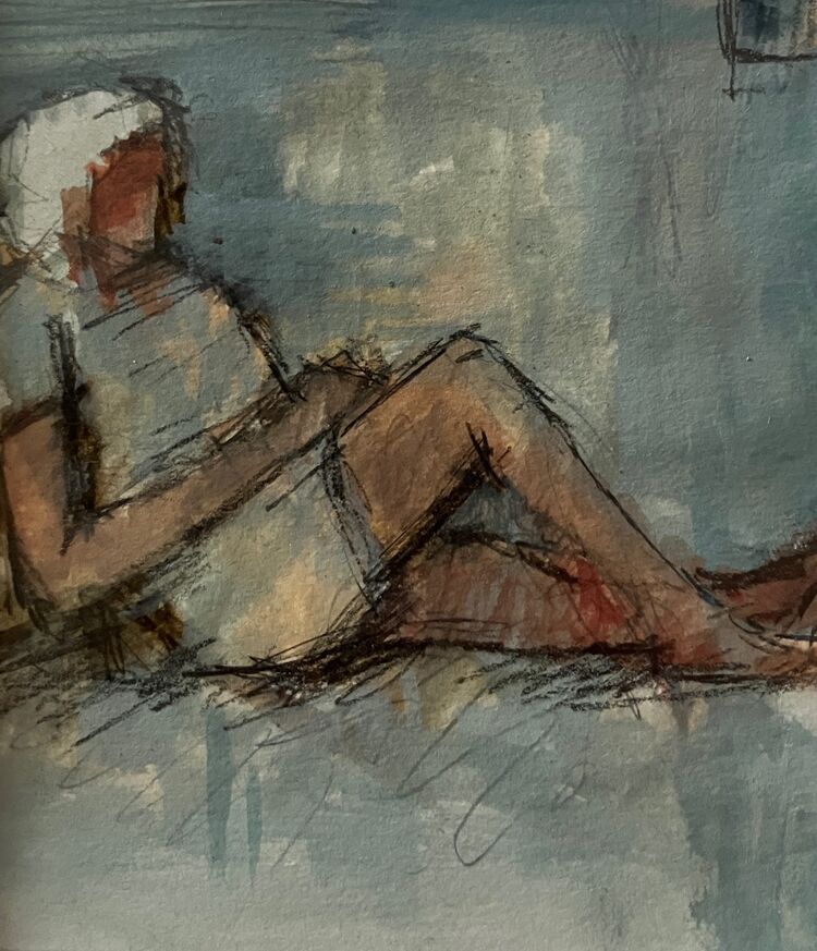 Woman seated III Mixed media  32 x 29cms