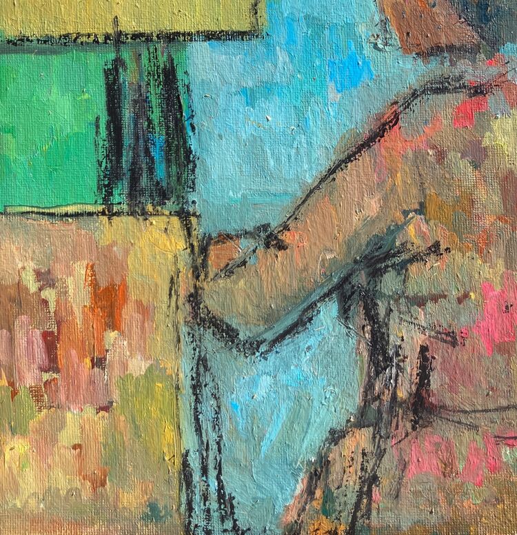 Seated woman. Oil on canvas 20 x 20cms