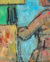 Seated woman. Oil on canvas 20 x 20cms