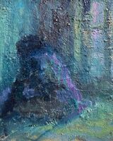 Nighttime figure. 20 x 20cms Oil