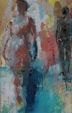 Figures in a landscape Mixed media 30 x 23cms