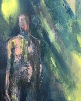 Figure in a landscape - mixed media 9 x 7cms