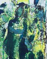 Figures in a landscape II - mixed media, 9 x 7cms