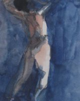 Japanese dancer - Watercolour 26 x 25 cm Framed