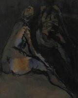 Night Figures - Framed 27 x 22cm Mixed media