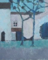 Pollarded trees, Pressigny. Oil, Framed 29 x 29cm