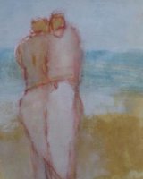 Sea couple I - Framed 27 x 22cm Mixed media