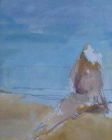 Beach figure I - Framed 27 x 22cm Mixed media