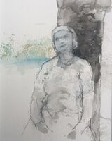 Seated woman - mixed media 15 x 11cm