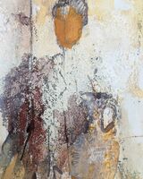 Figure and amphora, mixed media, 9 x 7cms