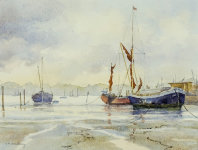 Thames barges at Pinmill by Judith Armstrong