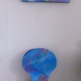 abstract art chair 'Sky Blue Pink' by ashar