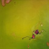 Two luminous presences hover in green radiance, guardians of a breathing threshold.