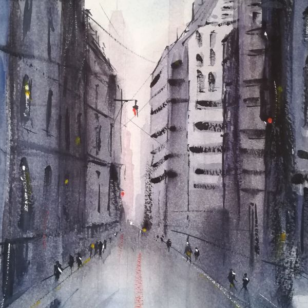 Downtown ~ Watercolour (unframed) 11" x 7" £110.00
