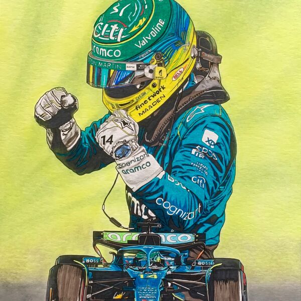 Alonso - Aramco Aston Martin (Size A2) (SOLD)
