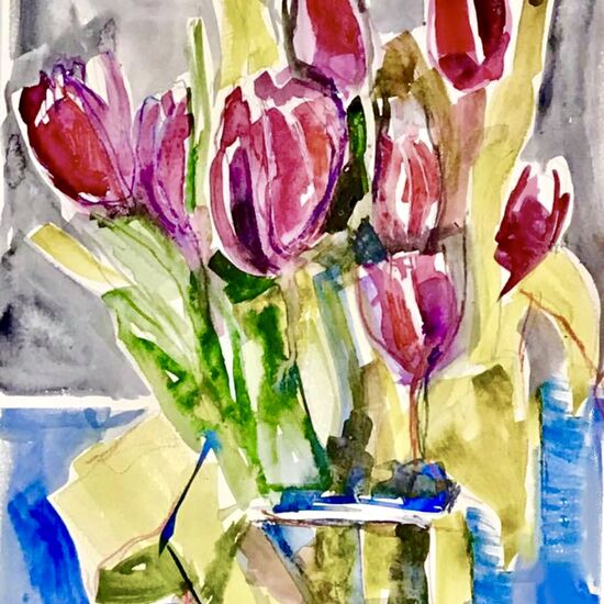 Watercolour tulips