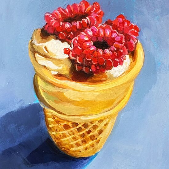 ice cream&reaspberries