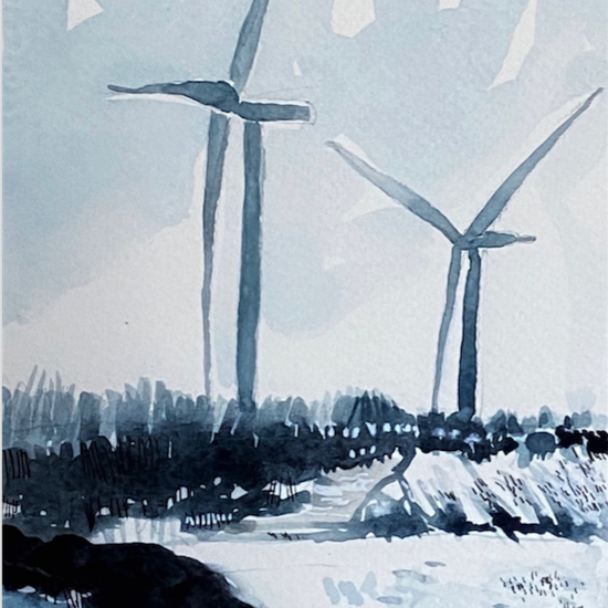 two wind turbines