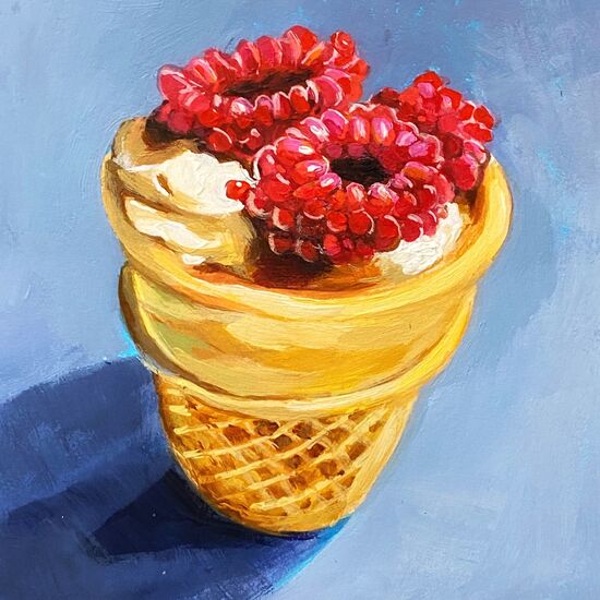icecream and raspberries