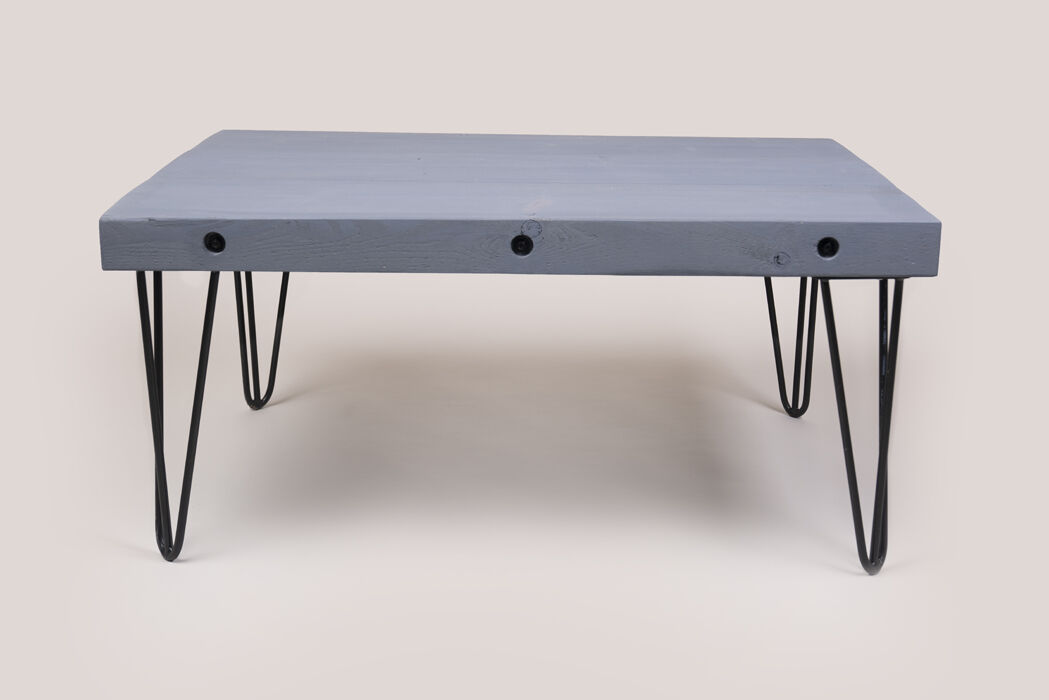 coffee Table in Moonlight Grey - Hairpin 3 bar legs