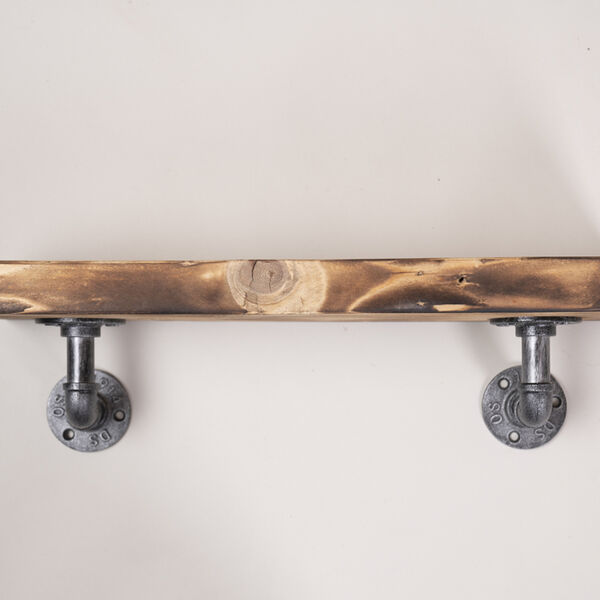 Solid Wood Shelf with industrial brackets reclaimed wooden shelf with industrial brackets clear wax