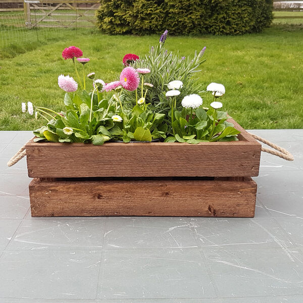 Crate Box - Dark Walnut Stain crate box for storage with rope handles