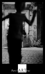 Shaadow playing in a Roman Piazza