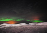 Aurora Borealis wit Psuedo craters, Lake Myvatyn,Iceland.