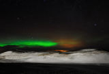 Aurora Borealis, Pseudo craters. Lake Myvatn. Iceland.