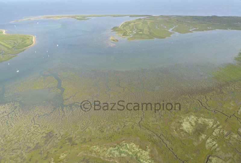 Aerial view of Brancaster Harbour North Norfolk