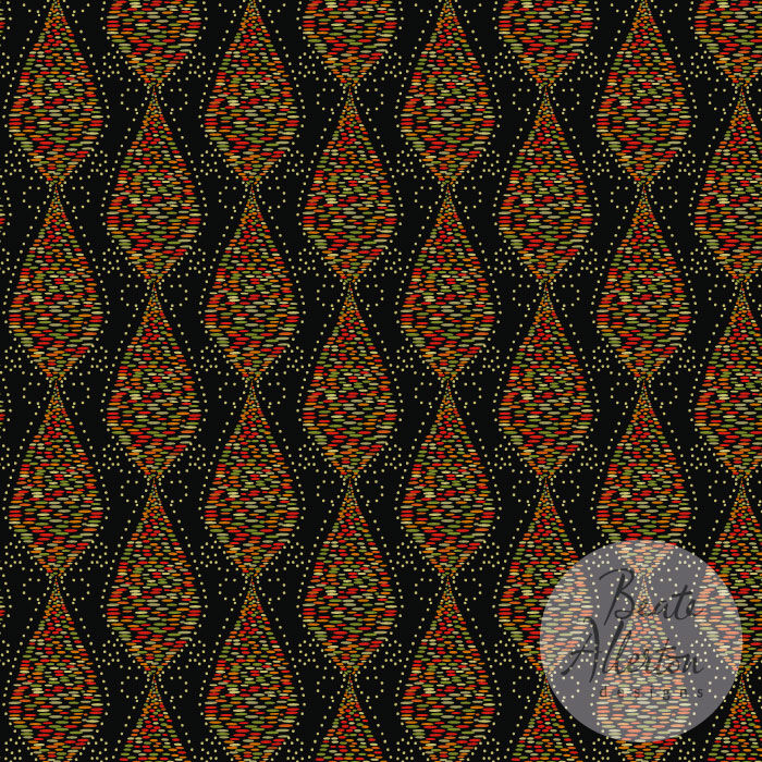 Abstract glowing pine cones, stylized seamless autumn fall vector pattern, available for exclusive licensing