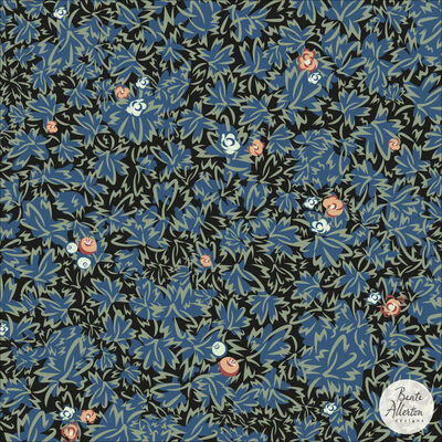 Textural floral and foliage overlapping flowers and leaves seamless pattern design with vintage vibe. Available for art licensing