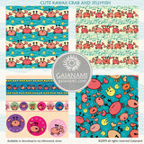Cute Kawaii crab and jellyfish