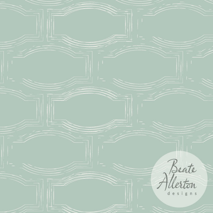 Abstract labels geometric seamless pattern in duck egg blue and white. Available for licensing