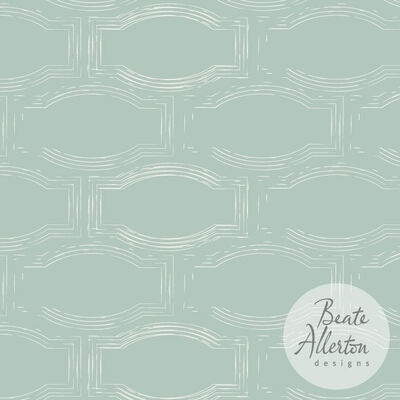 Abstract labels geometric seamless pattern in duck egg blue and white. Available for licensing