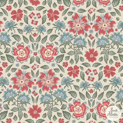 Indian Floral Inspired Red and Blue flowers, sense botanical seamless pattern for products and art licensing